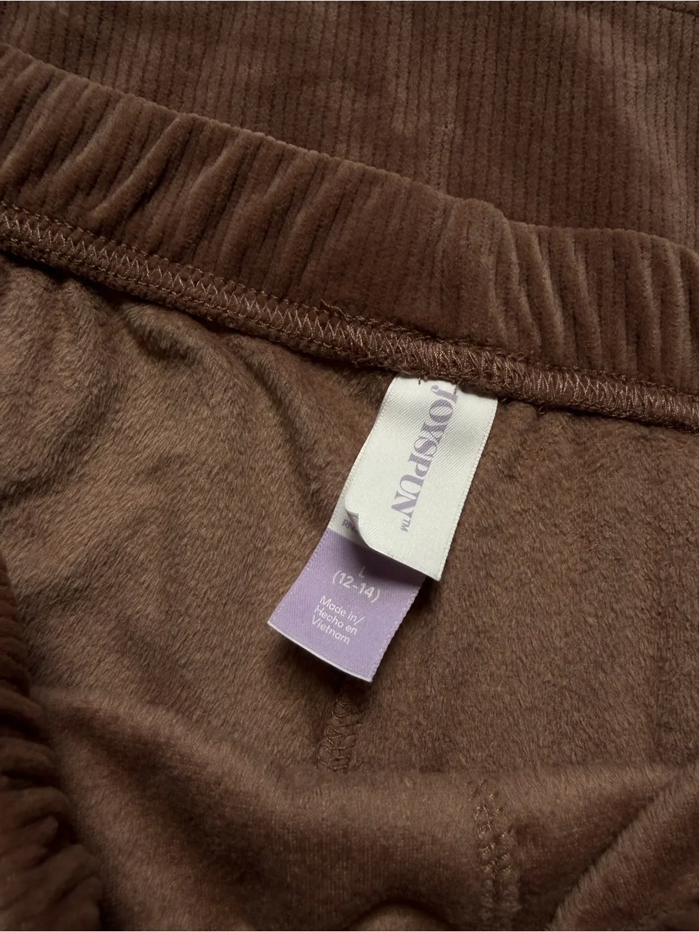 Brown Corduroy Elastic Waist Pants - Picture 4 of 4